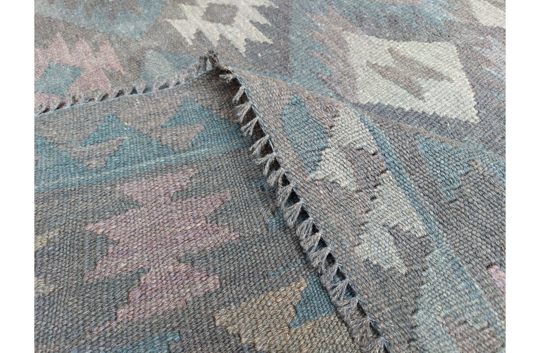 exclusive Veelkleurig Vloerkleed Tapijt Kelim 303x206 cm Kleed Hand Geweven Kilim