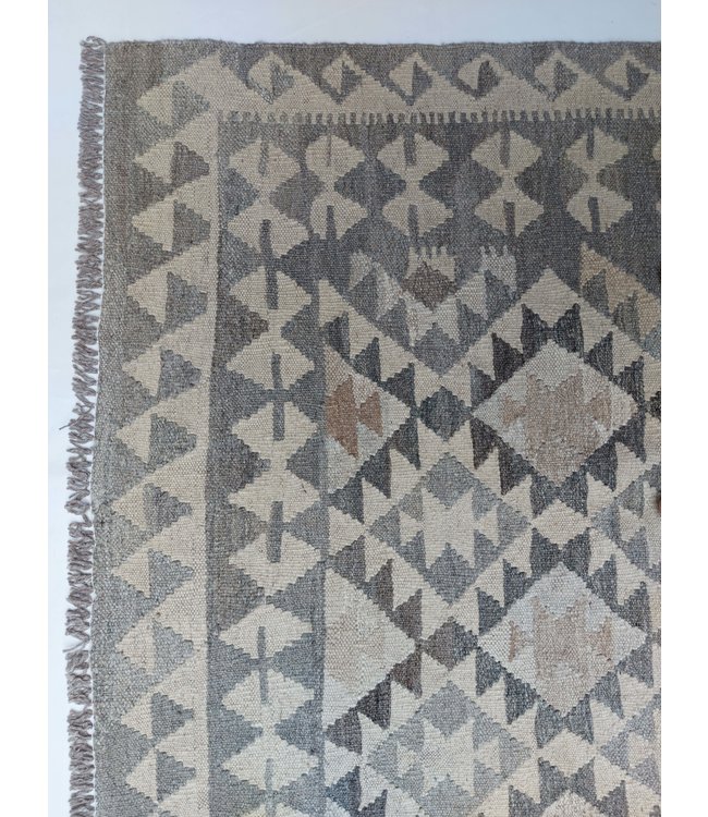 Handgewebte Braun Wolle Kelim Teppich 288x207 cm