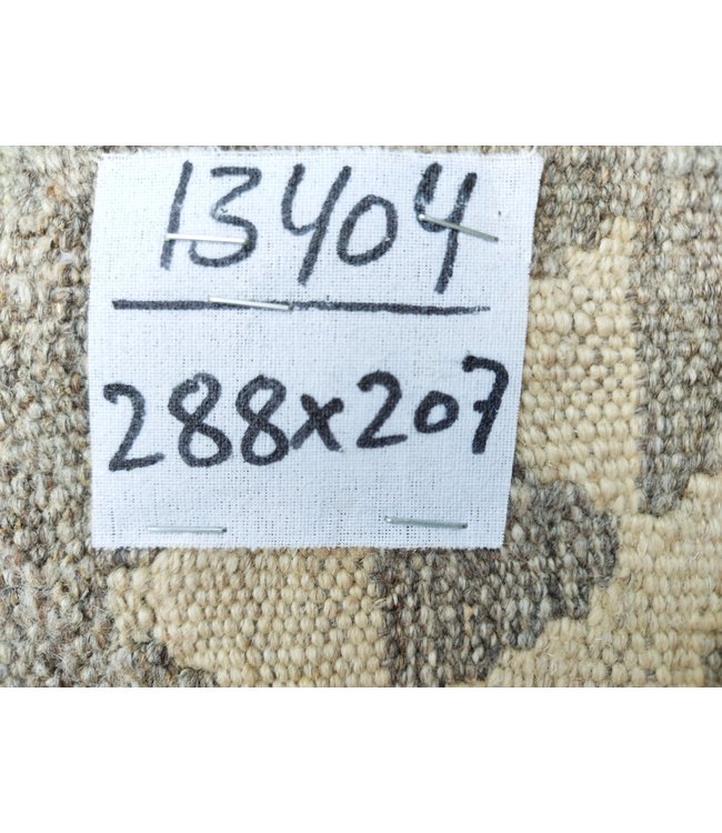 9'45x6'80 Hand Woven Brown Wool Kilim Area Rug