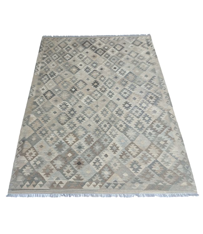 Handgewebte Braun Wolle Kelim Teppich 290x208 cm