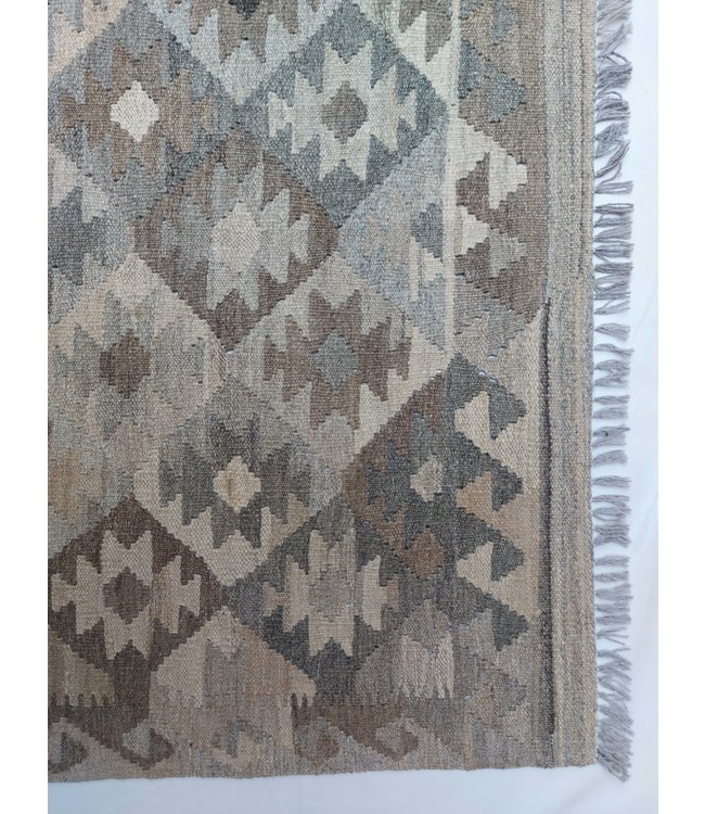 Handgewebte Braun Wolle Kelim Teppich 290x208 cm