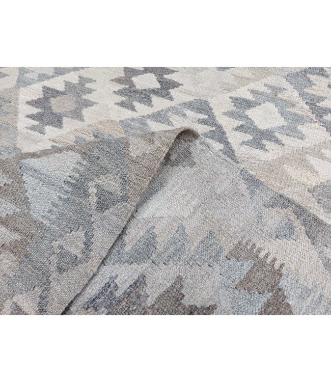 Handgewebte Braun Wolle Kelim Teppich 290x208 cm