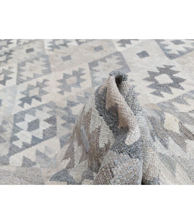 Handgewebte Braun Wolle Kelim Teppich 290x208 cm