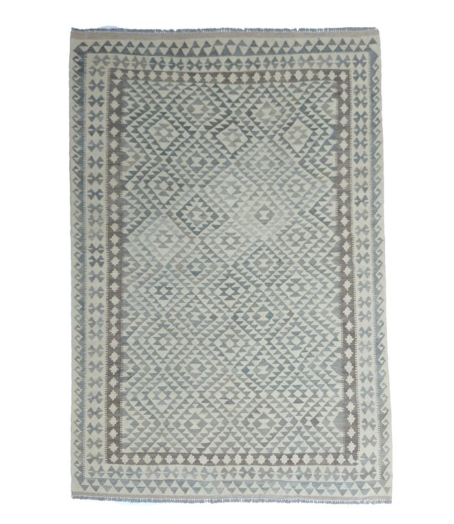 9'38x6'60 Hand Woven Brown Wool Kilim Area Rug
