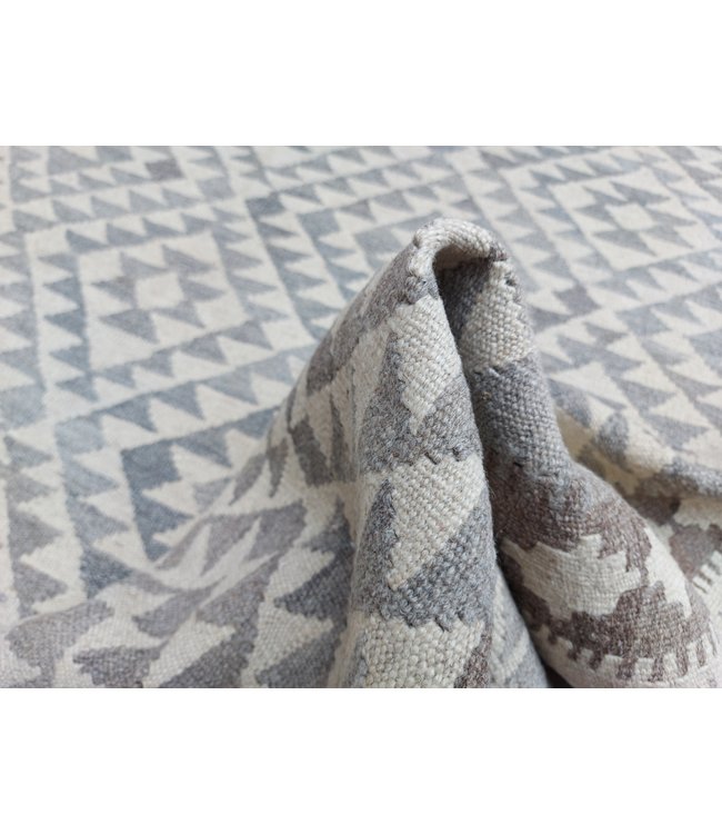 Handgewebte Braun Wolle Kelim Teppich 286x201 cm