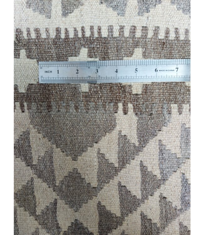 9'38x6'60 Hand Woven Brown Wool Kilim Area Rug
