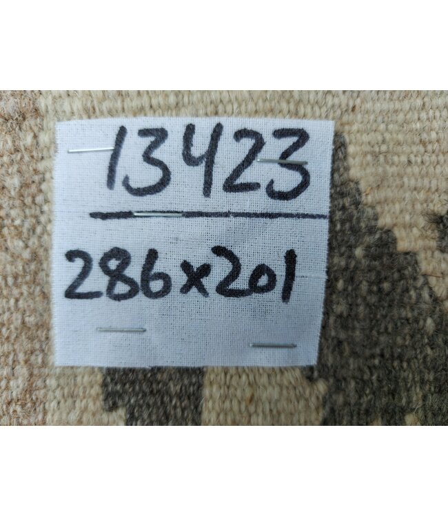 9'38x6'60 Hand Woven Brown Wool Kilim Area Rug