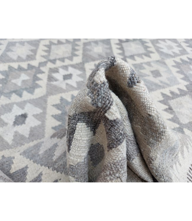 Hand Woven Brown Wool Kilim Area Rug 289x200 cm