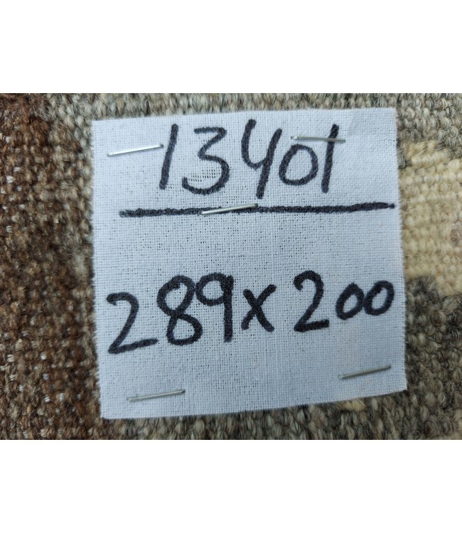 Hand Woven Brown Wool Kilim Area Rug 289x200 cm