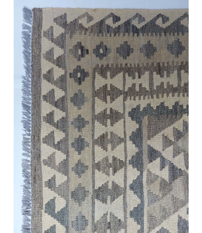 10'01x6'53 Hand Woven Brown Wool Kilim Area Rug