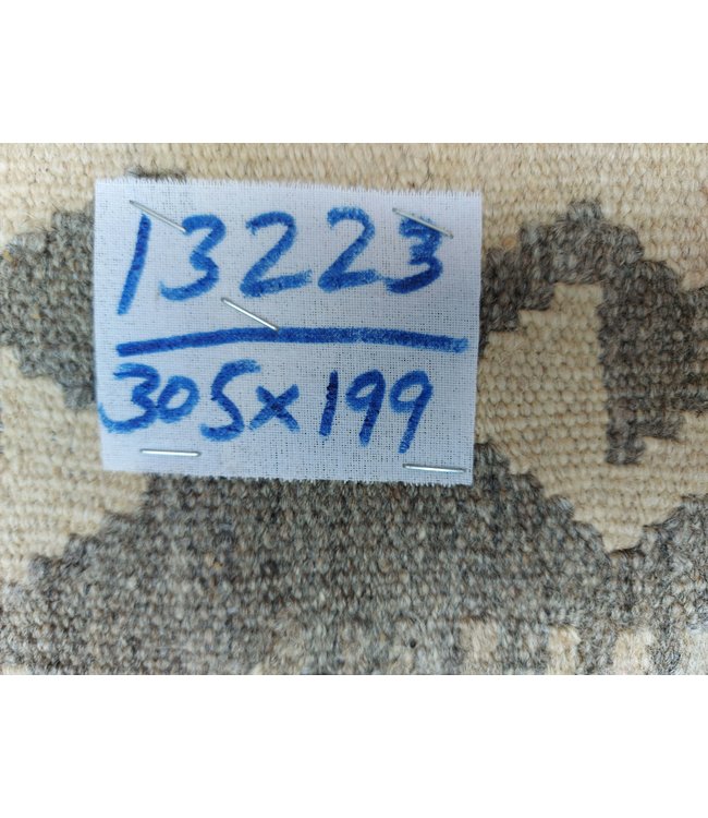 10'01x6'53 Hand Woven Brown Wool Kilim Area Rug