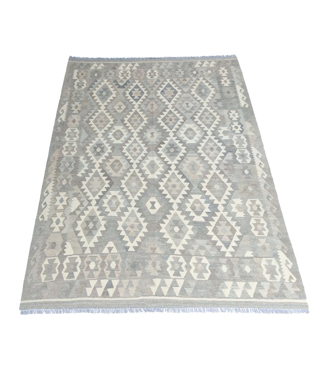 Handgewebte Braun Wolle Kelim Teppich 294x207 cm