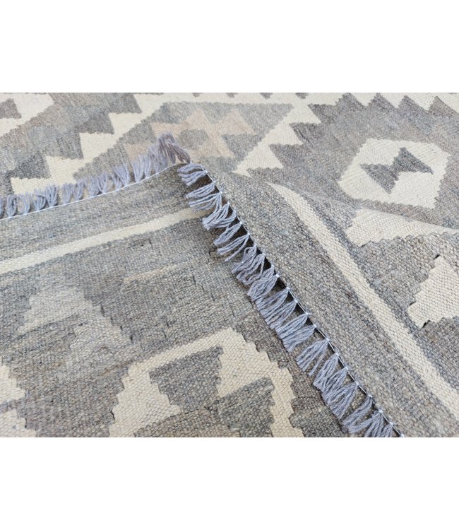 Handgewebte Braun Wolle Kelim Teppich 294x207 cm