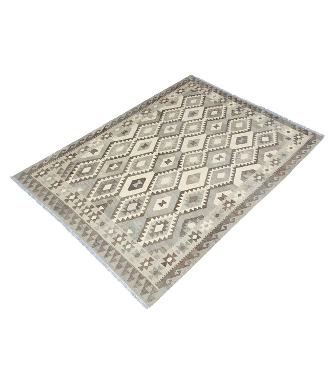 9'68x6'76 Hand Woven Brown Wool Kilim Area Rug