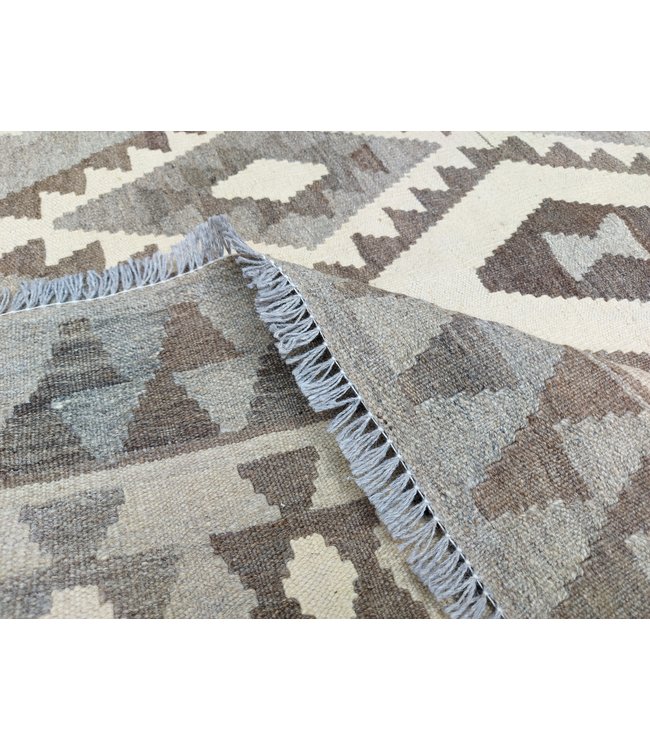 9'68x6'76 Hand Woven Brown Wool Kilim Area Rug