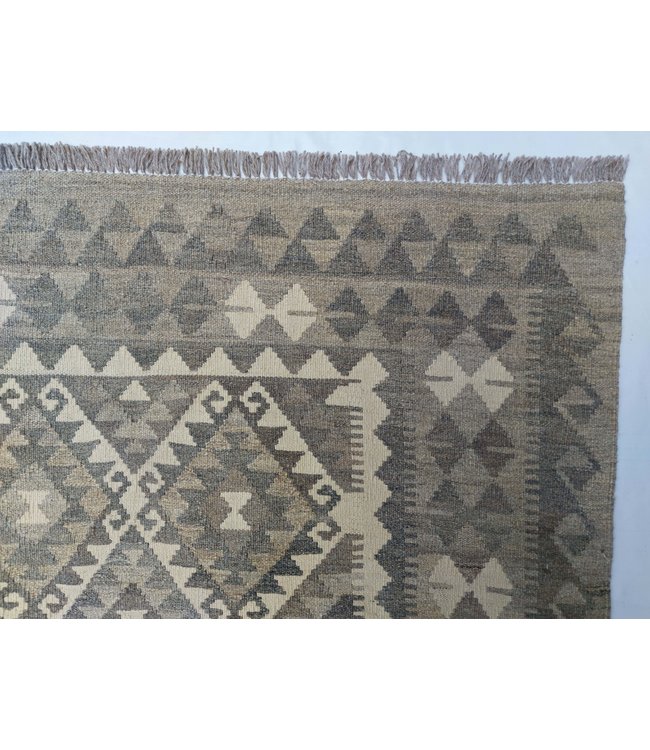 9'74x6'73 Hand Woven Brown Wool Kilim Area Rug