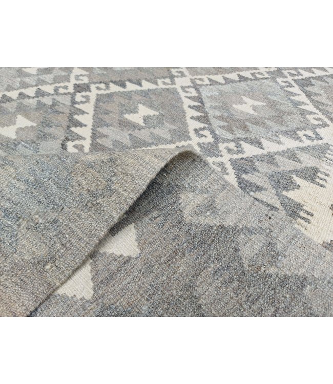 Handgewebte Braun Wolle Kelim Teppich 297x205 cm