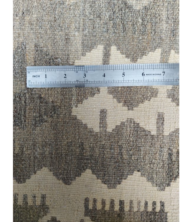 Handgewebte Braun Wolle Kelim Teppich 297x205 cm