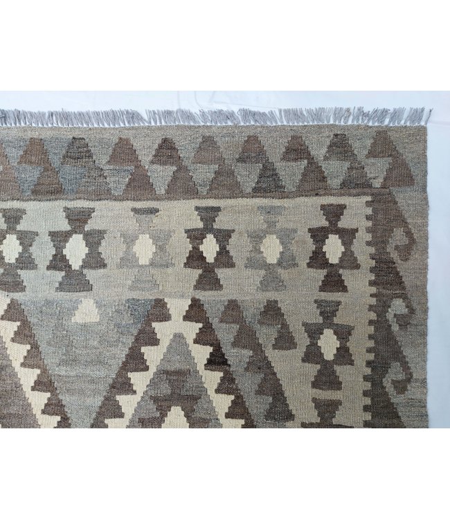 Handgewebte Braun Wolle Kelim Teppich 295x206 cm