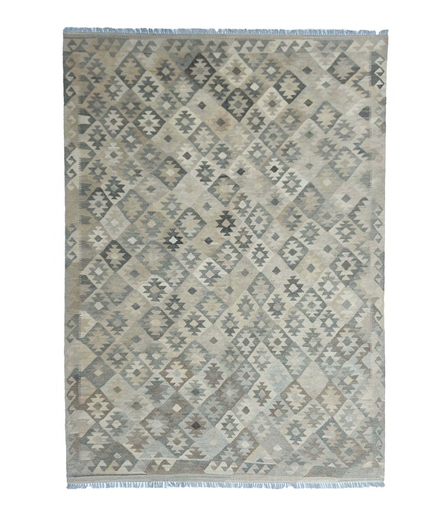 9'51x6'82 Hand Woven Brown Wool Kilim Area Rug