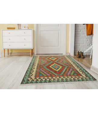Hand Woven Afghan Wool Kilim Area Rug 122x93 cm Hand Woven Afghan Wool Kilim Area Rug 122x93 cm