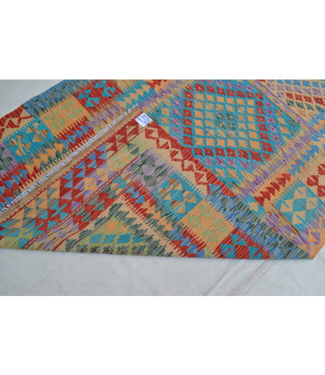 260 x 147 cm Handgemaakt Oosters Kelim Wol Vloerkleed