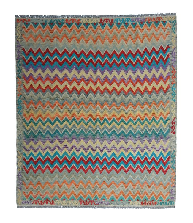 9'58x8'37 Hand Woven Afghan Wool Kilim Area Rug