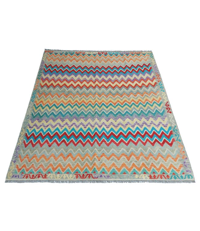 Handgemaakt Oosters Kelim Wol Vloerkleed 292x255 cm