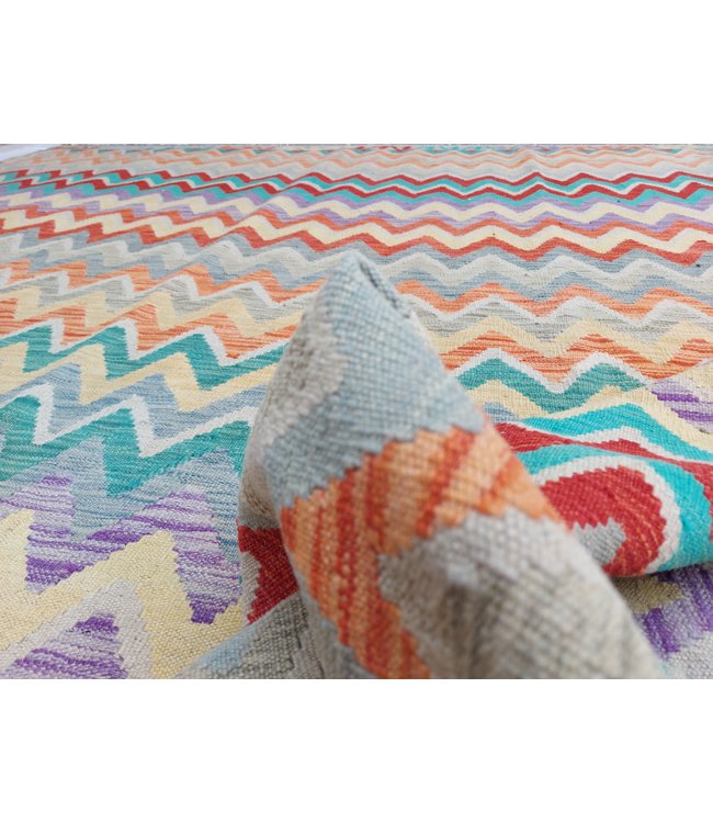 9'58x8'37 Hand Woven Afghan Wool Kilim Area Rug