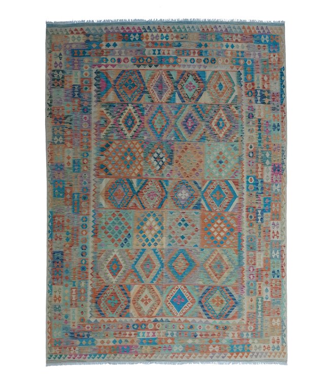 11'45x8'17 Hand Woven Afghan Wool Kilim Area Rug