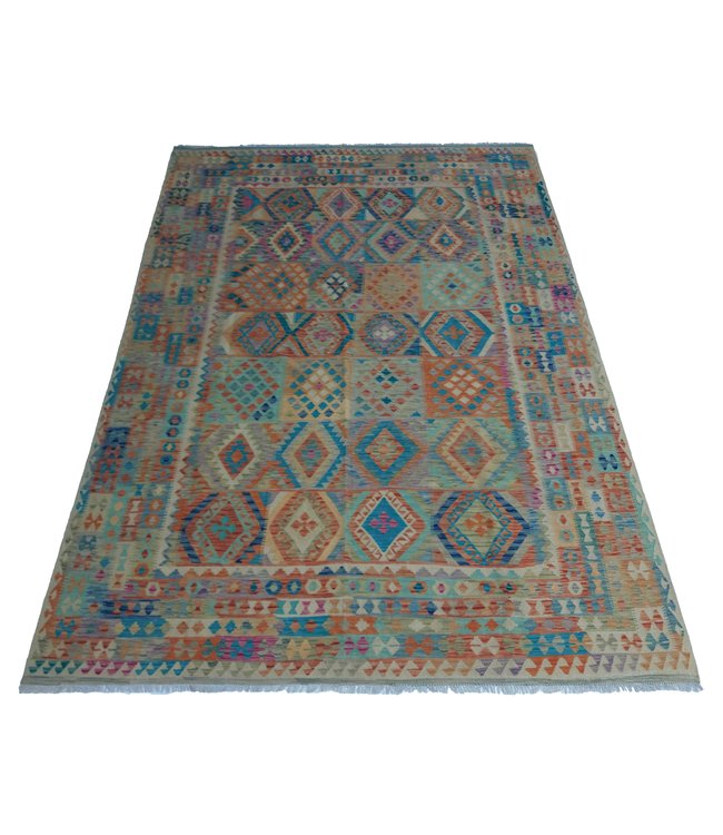 Handgemaakt Oosters Kelim Wol Vloerkleed 349x249 cm