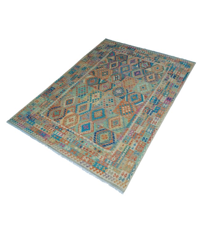 Handgemaakt Oosters Kelim Wol Vloerkleed 349x249 cm