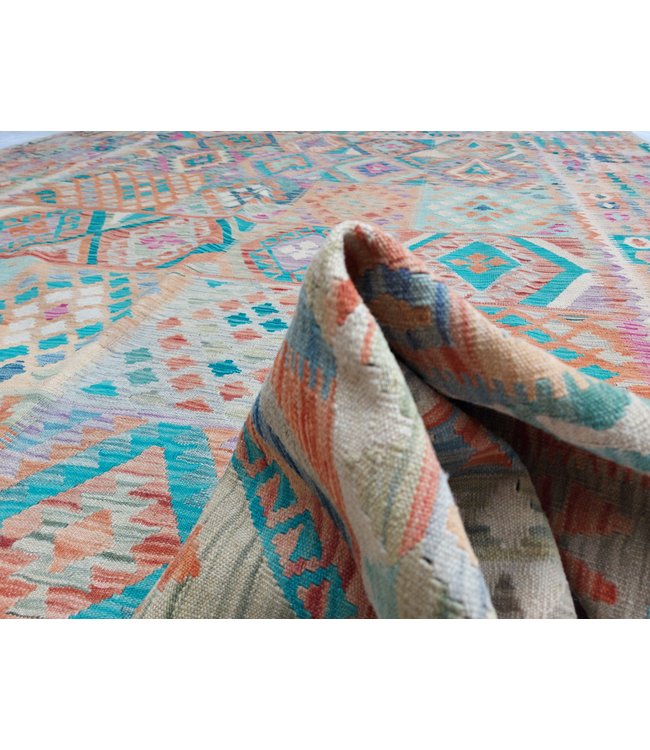 11'45x8'17 Hand Woven Afghan Wool Kilim Area Rug