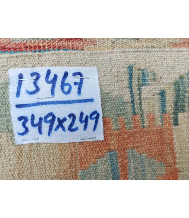 11'45x8'17 Hand Woven Afghan Wool Kilim Area Rug