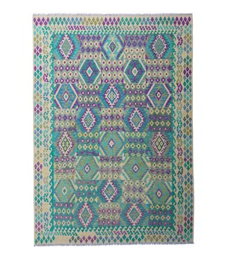 12'04x8'53 Hand Woven Afghan Wool Kilim Area Rug