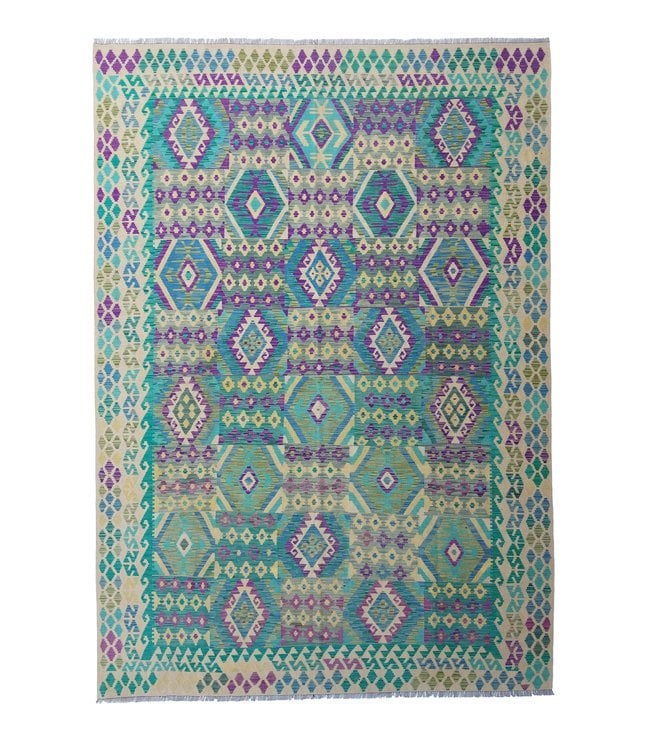 Handgewebte Orientalisch Wolle Kelim Teppich 367x260 cm