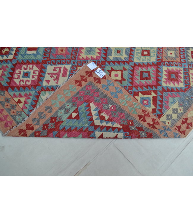 Handgemaakt Oosters Kelim Wol Vloerkleed 251x186 cm