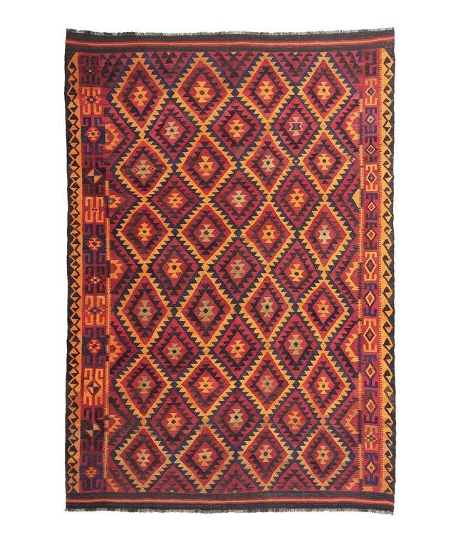 Handgemaakt Oosters Kelim Wol Vloerkleed 341x240 cm