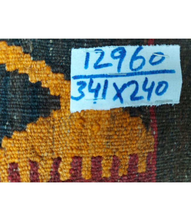 Handgewebte Orientalisch Wolle Kelim Teppich 341x240 cm