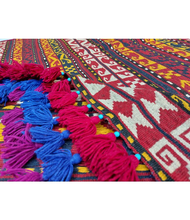 Handgewebte Orientalisch Wolle Kelim Teppich 338x161 cm