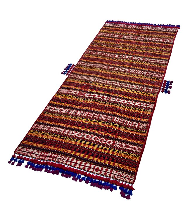 Handgemaakt Oosters Kelim Wol Vloerkleed 338x161 cm