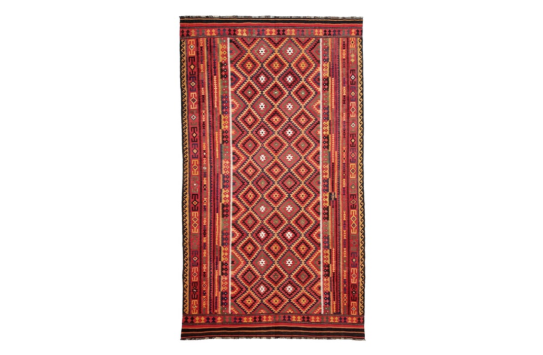 exclusive Vloerkleed Tapijt Kelim 475x278 cm Multicolor Kleed Hand Geweven Kilim