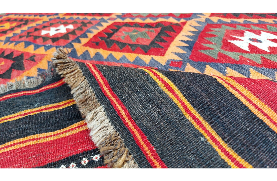 exclusive Vloerkleed Tapijt Kelim 475x278 cm Multicolor Kleed Hand Geweven Kilim
