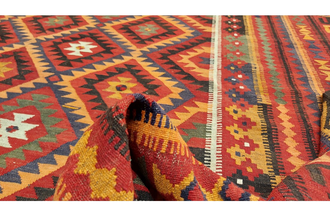 exclusive Vloerkleed Tapijt Kelim 475x278 cm Multicolor Kleed Hand Geweven Kilim