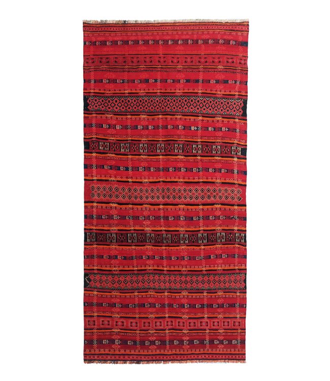 11'81x5'61 Hand Woven Afghan Wool Kilim Area Rug