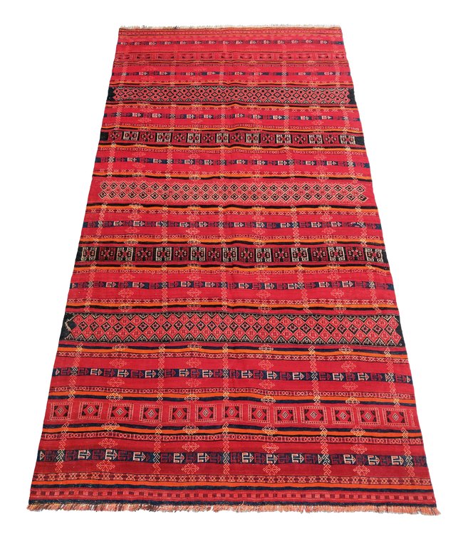 11'81x5'61 Hand Woven Afghan Wool Kilim Area Rug