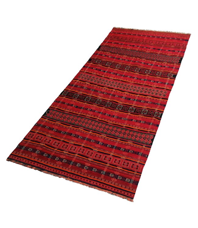 Handgewebte Orientalisch Wolle Kelim Teppich 360x171 cm