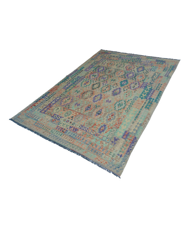 12'04x8'86 Hand Woven Afghan Wool Kilim Area Rug