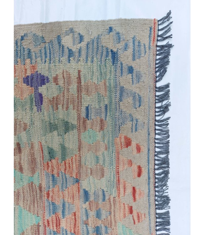 12'04x8'86 Hand Woven Afghan Wool Kilim Area Rug