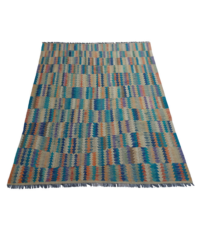 9'91x8'10 Hand Woven Afghan Wool Kilim Area Rug